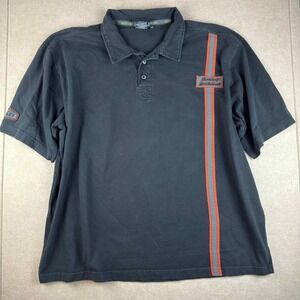 Harley-Davidson Men's Polo Shirt 2XL Black Orange‎ Stripe No Cages Embroidered